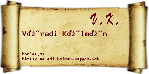 Váradi Kálmán névjegykártya